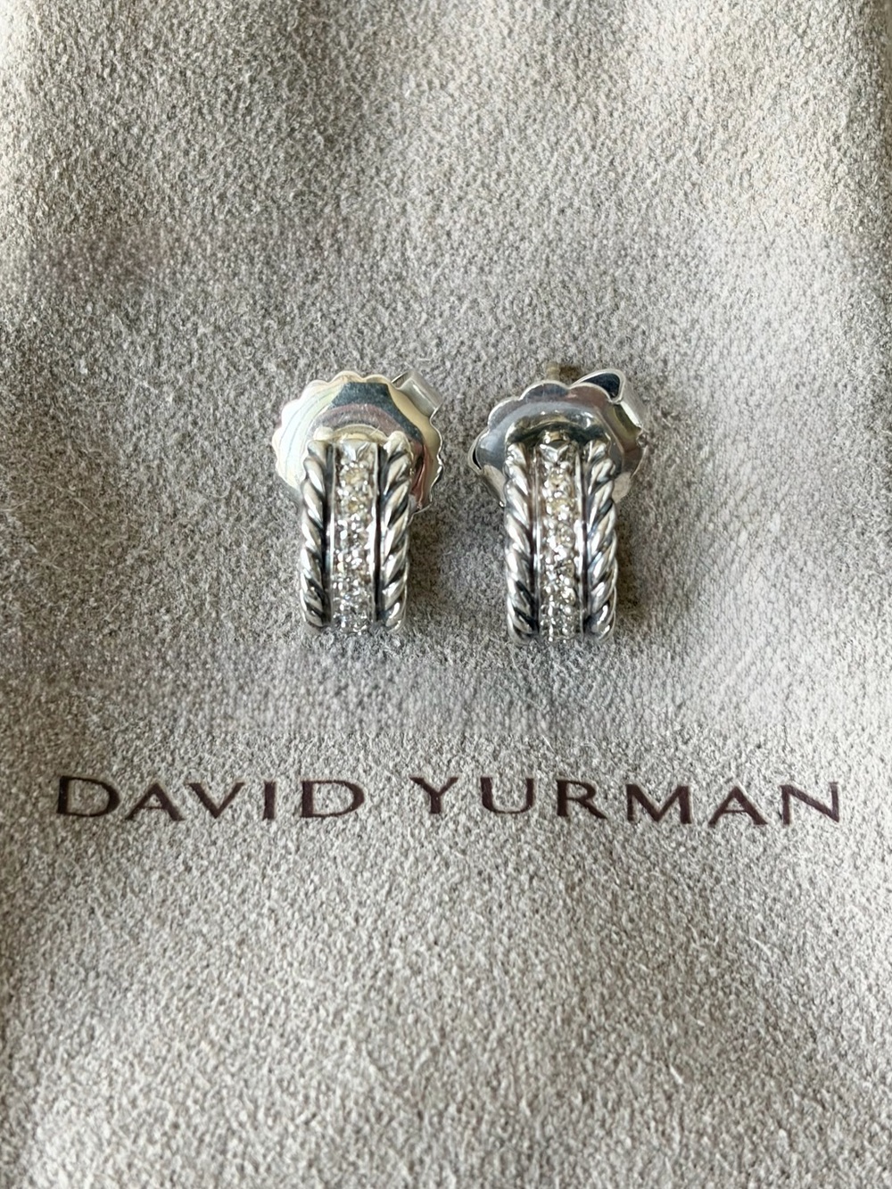 David Yurman Cable & Diamond Huggie Earrings
